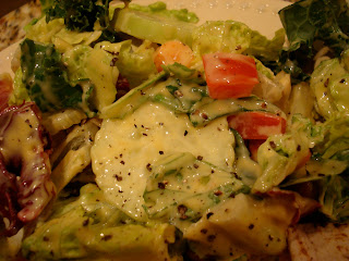 Salad with Creamy Tahini Vegan"Cesar" Dressing