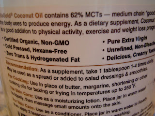Back label of Coconut Oil Container