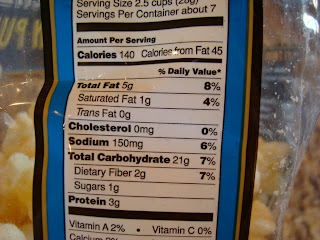Nutritional Facts on White Cheddar Corn Puffs