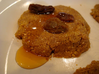 Close up of one No-Bake 3-Ingredient Vegan Flaxseed Cookie