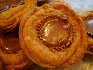 Close up of cookie with peanut butter cup