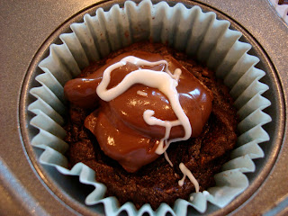 Brownie Cupcakes in liner in muffin tin