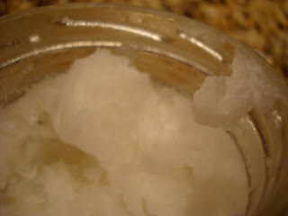 Close up of coconut oil in jar