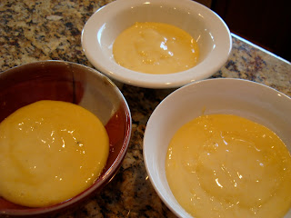 Three bowls of Mango Banana Vanilla Softserve