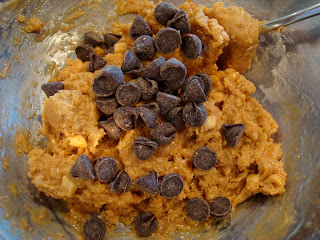 Chocolate chips added to dough