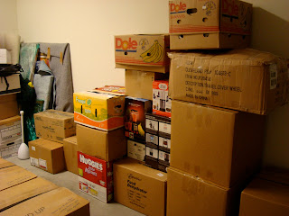 Moving boxes packed and stacked