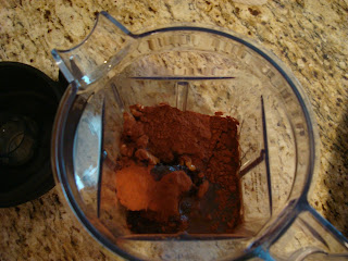 Brownie ingredients in high powdered blender