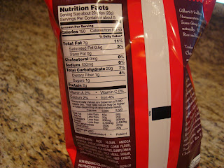 Nutritional label for Rice and Bean Chips