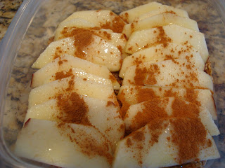 Sliced apples drizzled with agave and sprinkled with cinnamon
