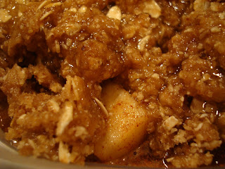 Close up of finished Raw Vegan Apple Crumble