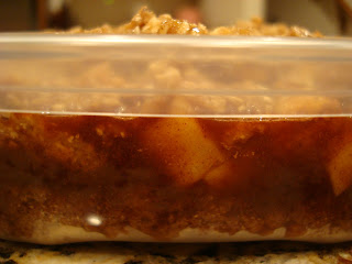 Raw Vegan Apple Crumble showing liquid layers