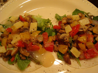 Two Vegan Fajitas with Sweet-Ginger Lime Sauce on plate