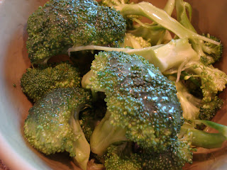 Mayo and Vinegar Mixture spooned over broccoli