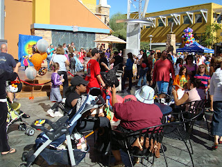 Crowd filled with Halloween go-ers