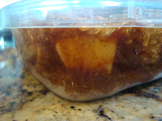 Close up of side of Raw Vegan Apple Crumble in container