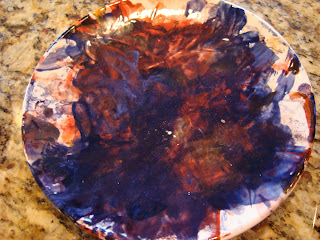 Up close of painted plate made by child