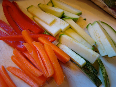 Close up of sliced vegetables