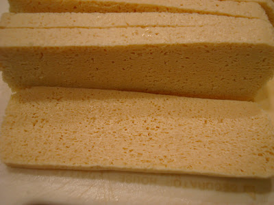Close up slice of tofu