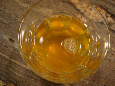 Overhead glass of Kombucha