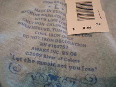 Price tag on recycled clothing