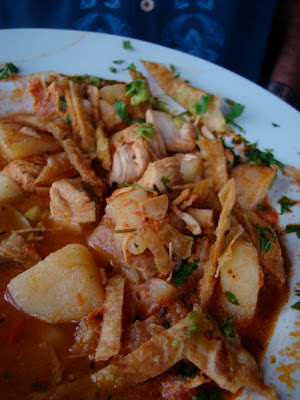 Bowl of chicken tortilla soup