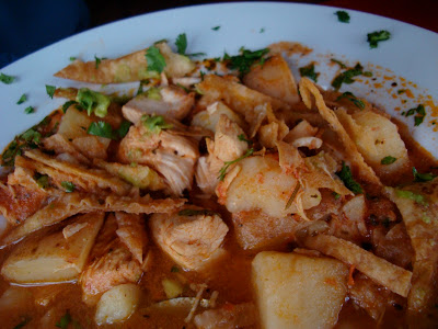 Close up of bowl of chicken tortilla soup