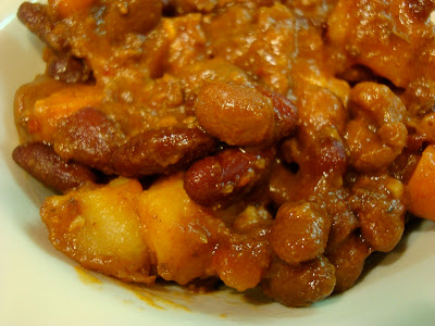 Close up of Vegan Crock Pot Chili in white bowl