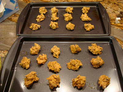 Scooped dough on baking sheets