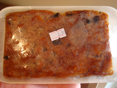 A raisin coffee cake wrapped in packaging