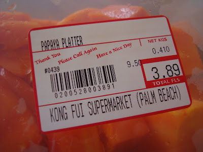 Price label on Papaya