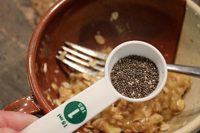 Chia seeds being added to ingredients