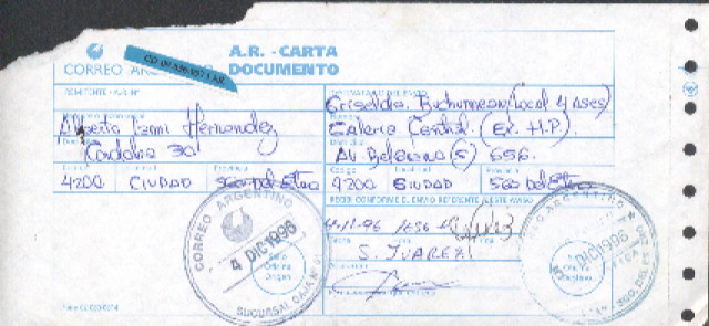 CONSTANCIA ENVIO , CARTA DOCUMETO