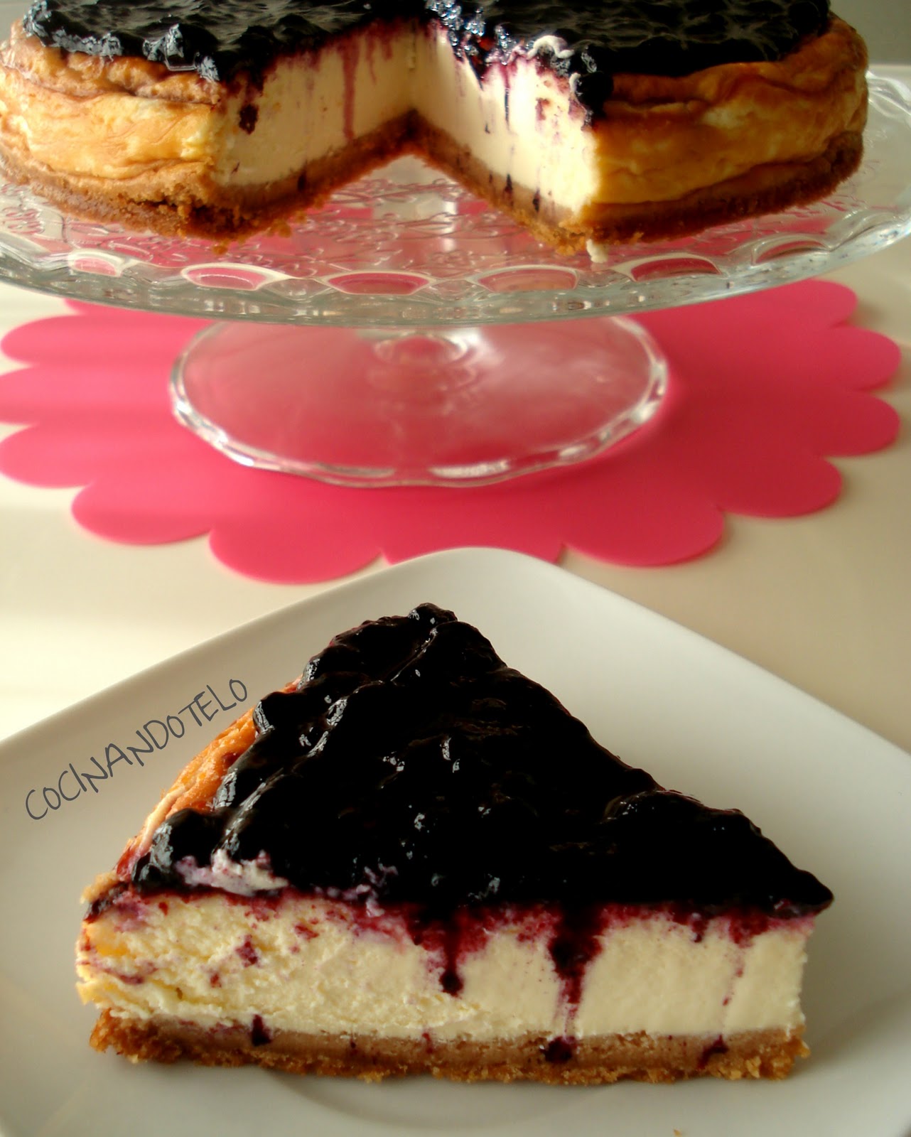 Cocinándotelo: TARTA DE QUESO CON MASCARPONE Y MERMELADA DE ARÁNDANOS