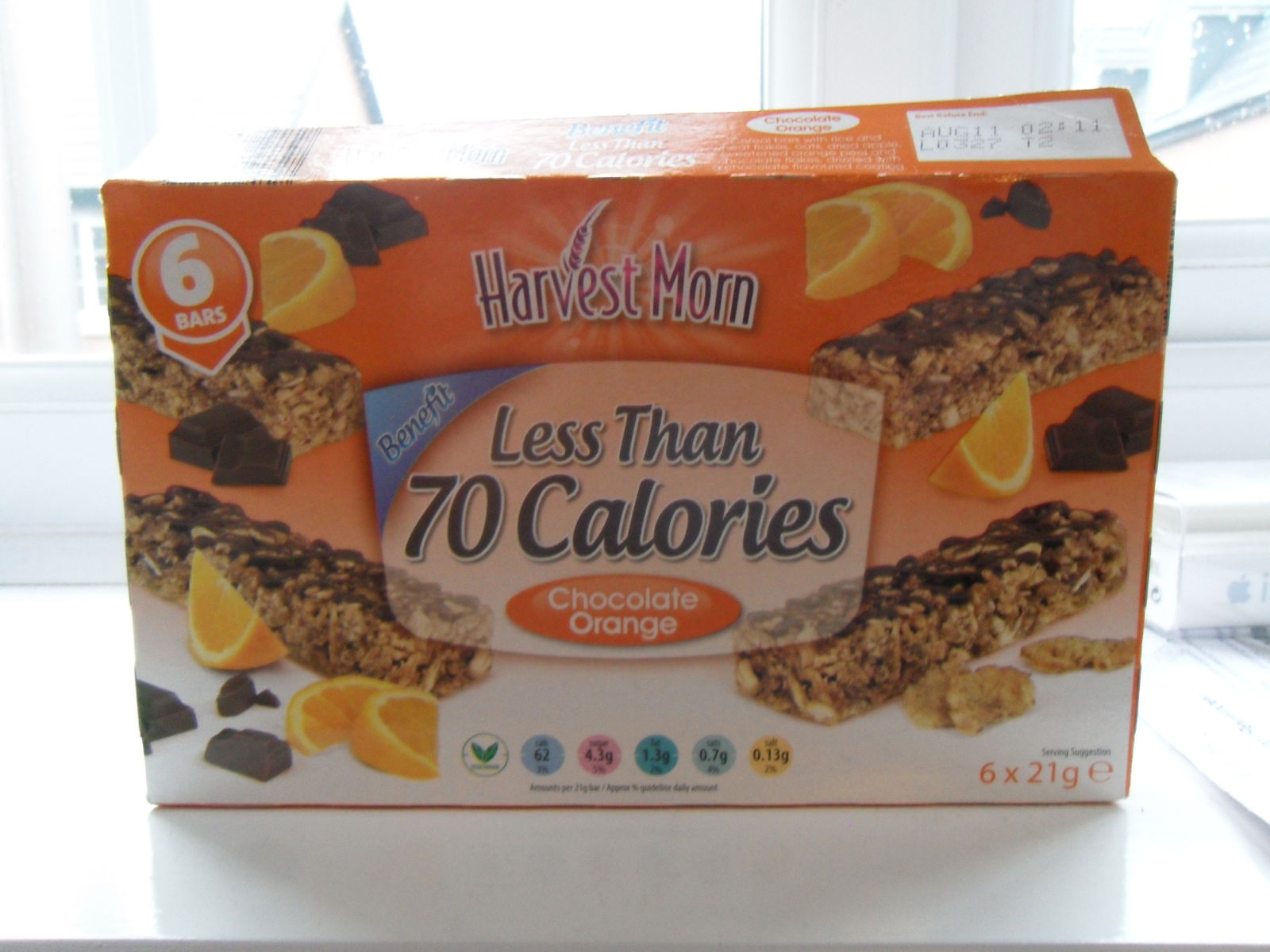 Flab 2 Fab Harvest Morn less than 70 calories Chocolate Orange bar