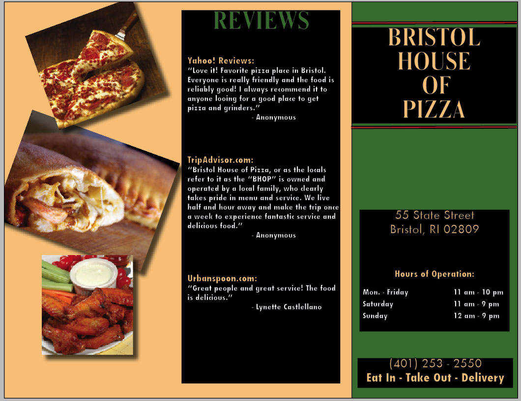 COMM240 Bristol House of Pizza Brochure
