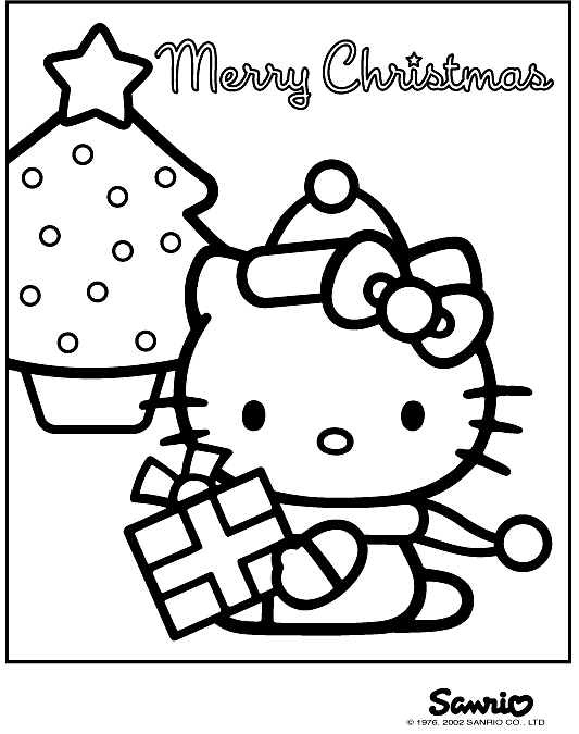 Disney Hello Kitty Christmas Coloring Pages title=