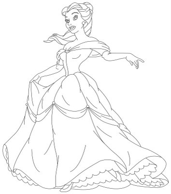 Disney Princess Belle and Her Gown Coloring Sheet