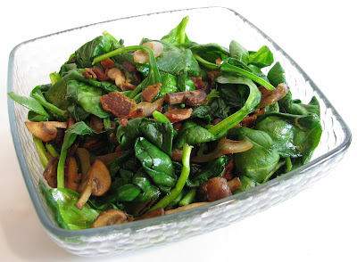 Spinach with Mushrooms, Onions and Bacon