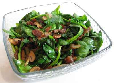 Spinach with Mushrooms, Onions and Bacon | For the Love of Cooking