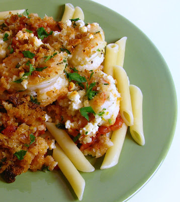 Baked Shrimp with Fennel and Feta over Penne