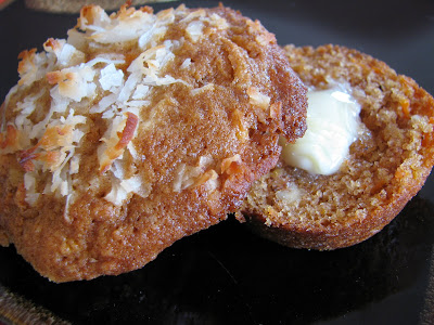 Carrot, Coconut, and Walnut Muffins