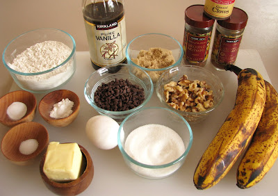 Banana Bread with Chocolate Chips and Toasted Walnuts