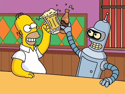 ralph simpsons wallpaper. Homer Simpson and the hard drinking robot, Bender Bending Rodríguez share a 