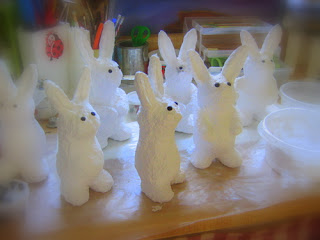 work in progress bunny sculptures