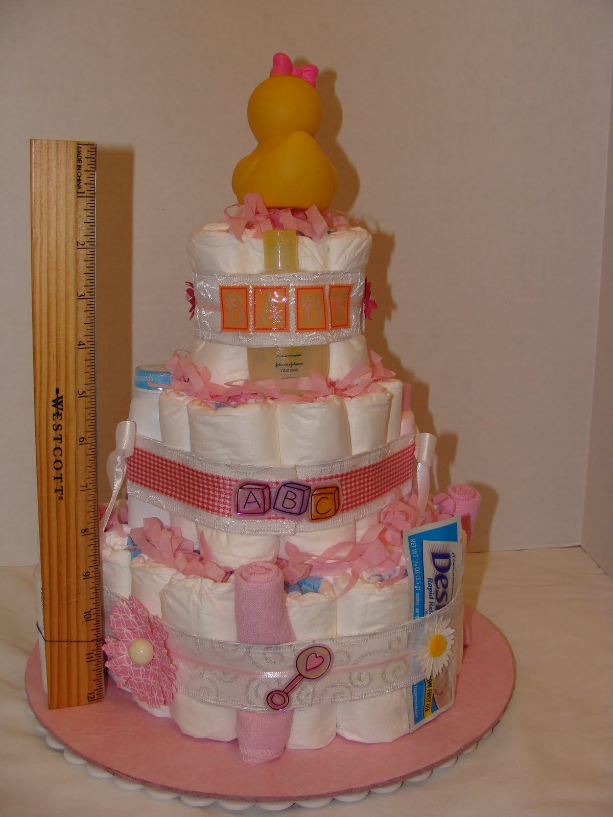 PeprzCakez: 3- Tier Girl Rubber Ducky Diaper cake **Custom Order**