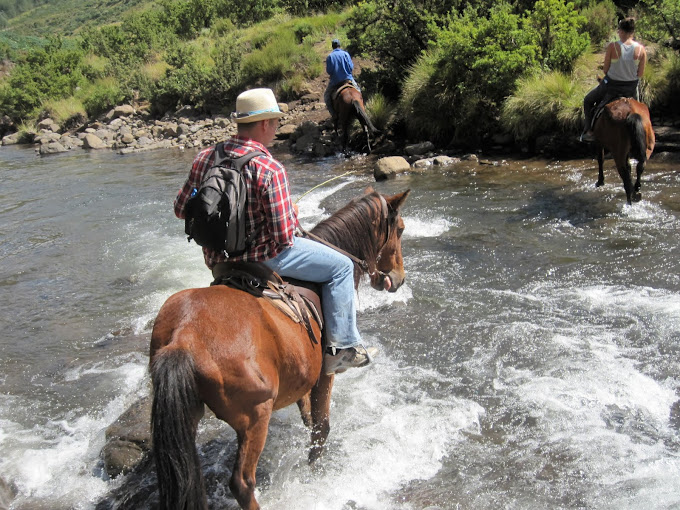 Crossing a stream with Muhale