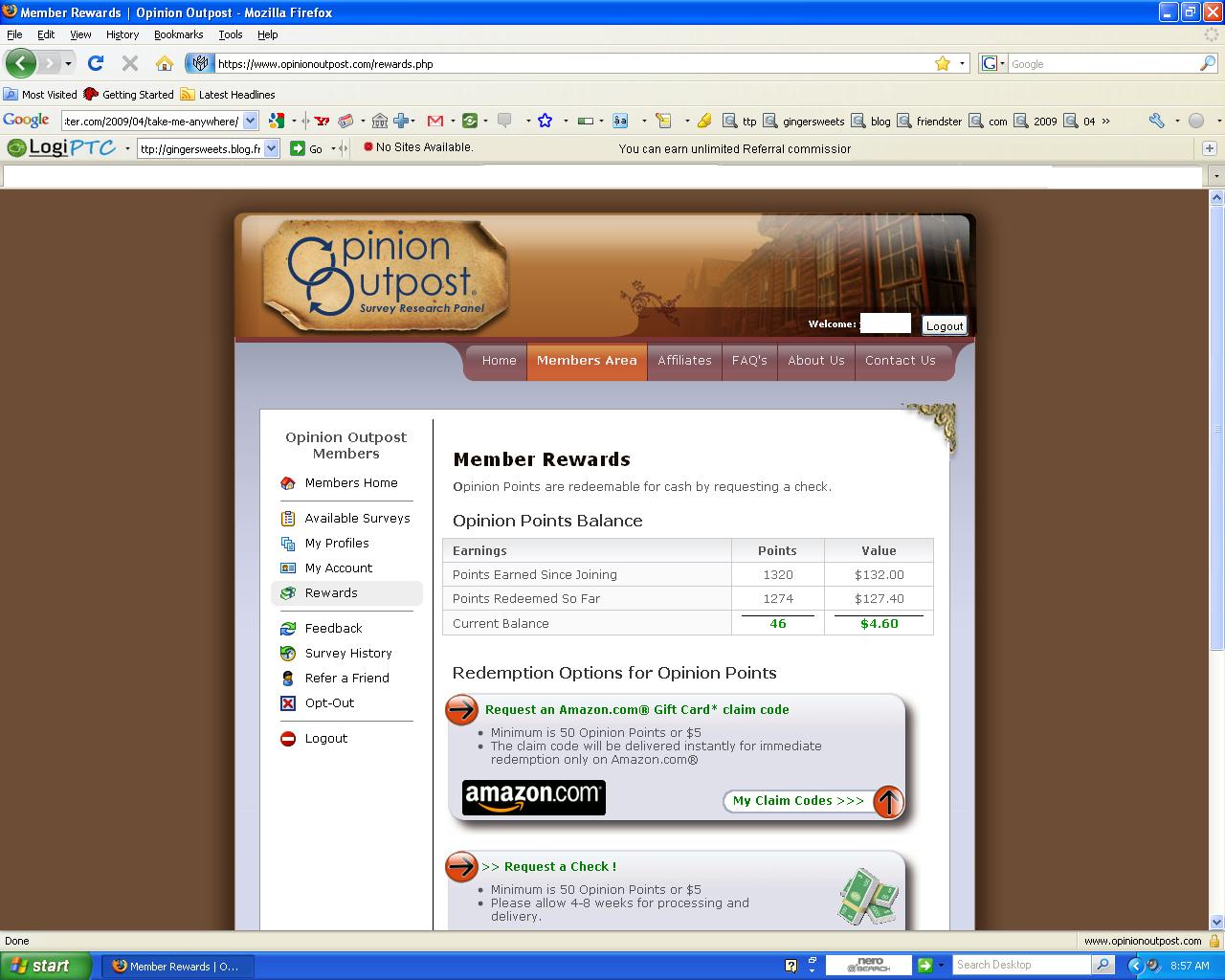 THIS IS UPDATED ALL THE TIME SO YOU CAN SEE THAT I TRULY EARN MONEY THRU THIS SURVEY.