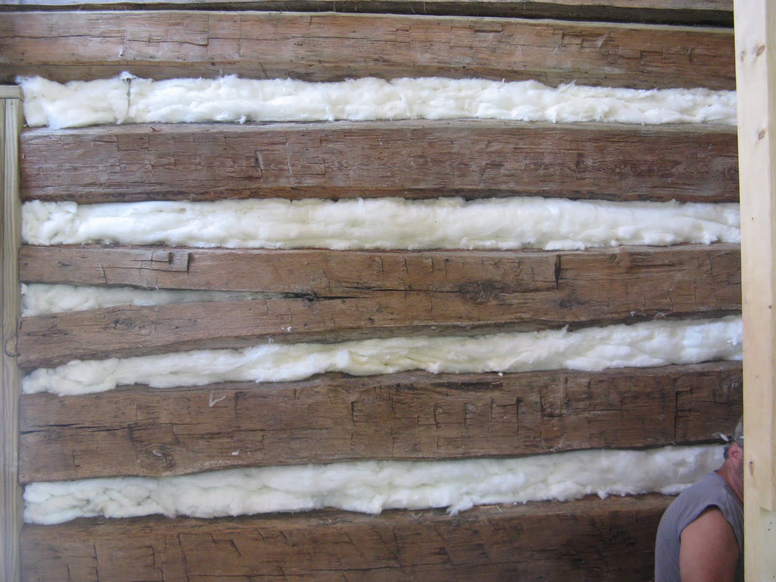 Old Log Cabin Revival Inside Chinking and Framing in the Gable