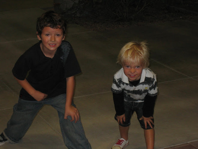 The boys were racing after dinner.  Nice racing face Kolt!