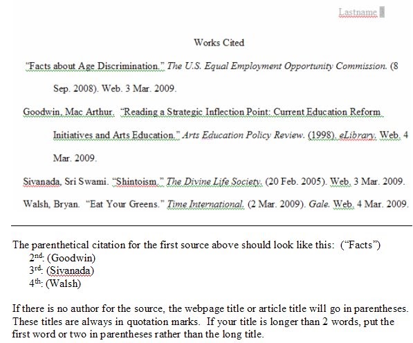 Mrs. Woodliff�s English 10 Preparing the Works Cited